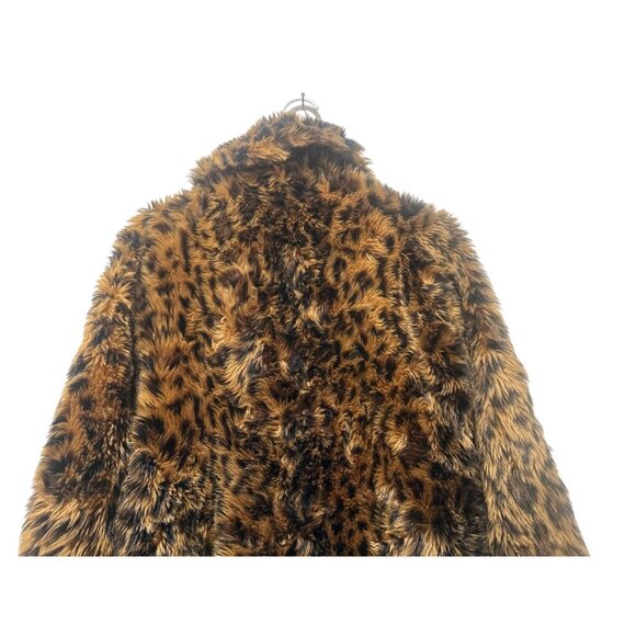 JCrew Faux Fur Leopard Coat Womens XS Brown Animal Print Mob Wife Y2K Evening - Picture 13 of 16